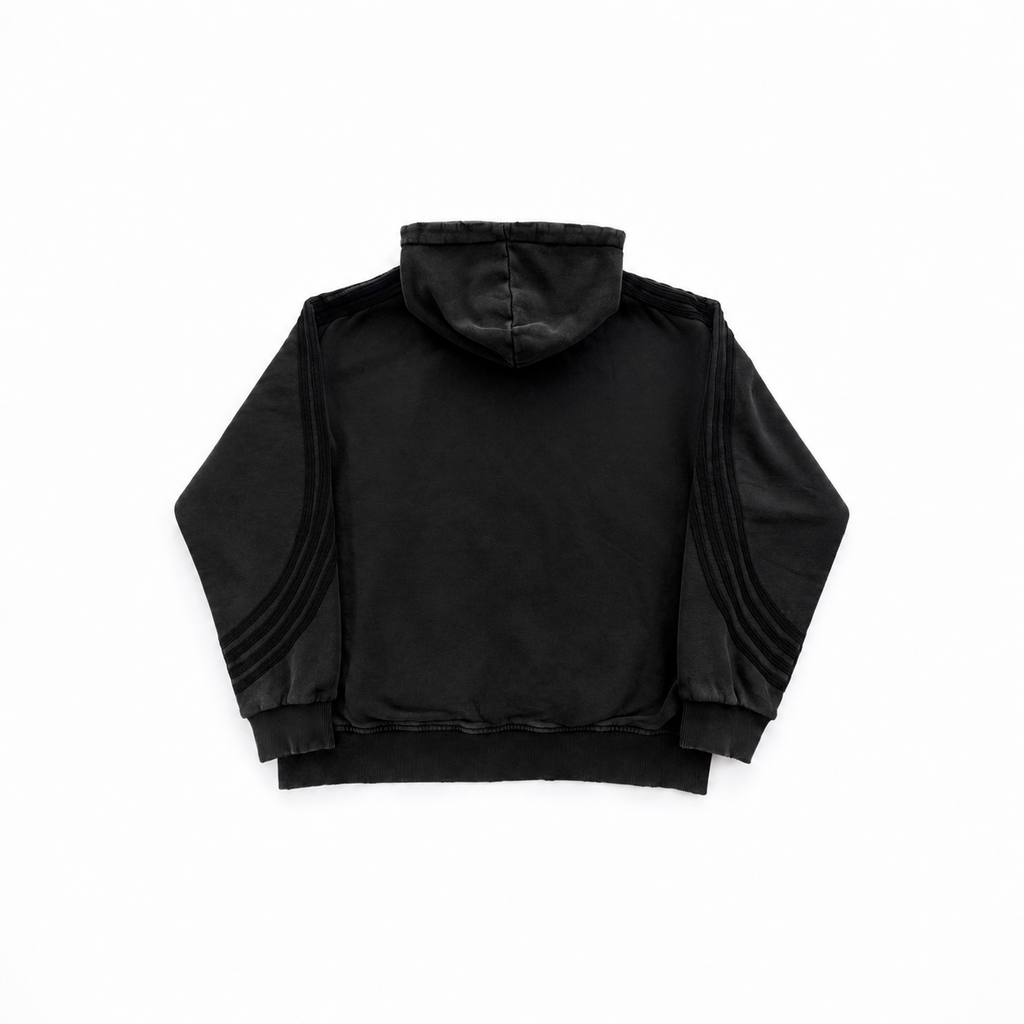 zip up hoodie-washed black